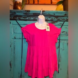 NWT Pink Ruffle sleeve Tunic